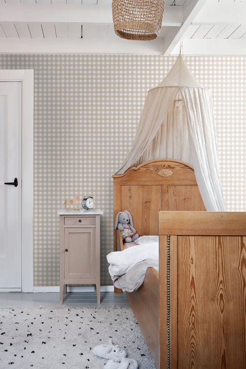 ESTAhome behang geblokt motief beige - 50 x 900 cm - 131299