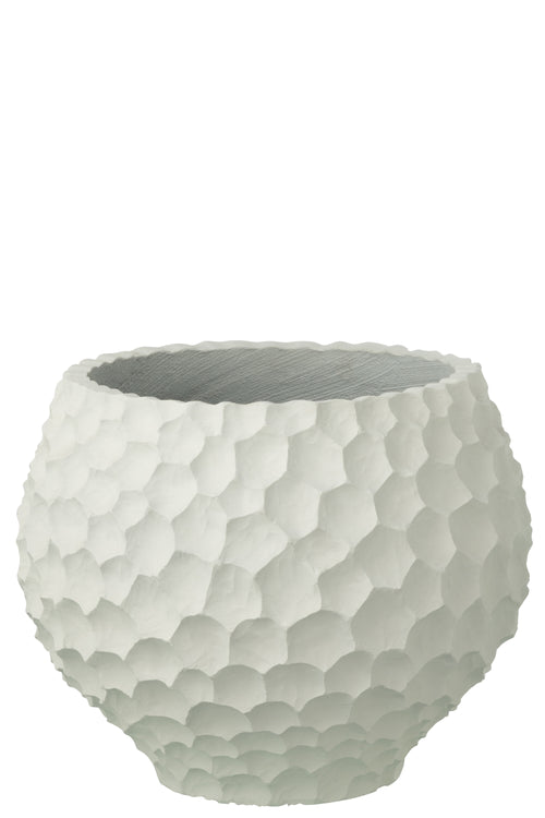 J-Line bloempot Inkepingen + Buiten zand - steen - wit - medium