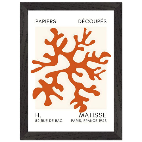 Artfulprints Poster met Lijst Matisse – Dreamy coral flower orange   - A4 21x29.7 cm - Oranje