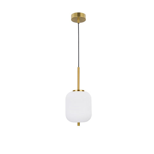 Merano Cornwall 16.5cm Globe Hanglamp Plafondlamp Opaal Glas Antiek Messing Metaal Zwart Stof Draad LED E14