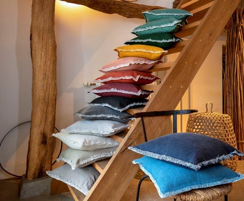 BURTO - Sierkussen 60x60 cm - gewassen katoen - Driftwood - taupe