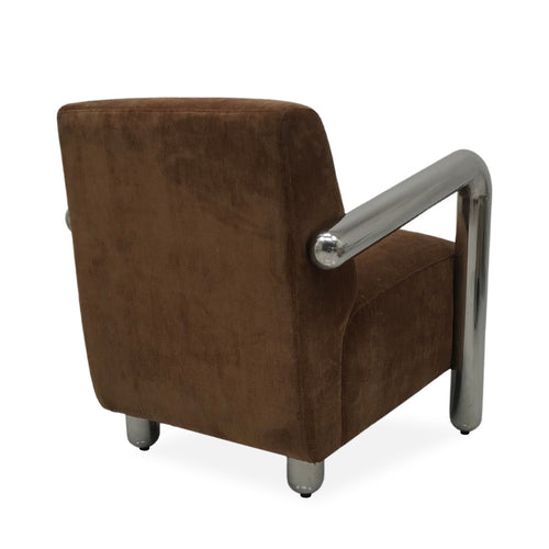 DÉJA Living Fauteuil Tolga - Bruin/Chrome Stof - 70x85x75cm - vtwonen shop