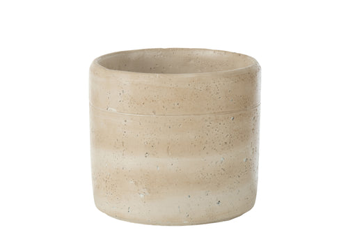 J-Line bloempot Olina Rond - cement - creme - large - Ø 17.5 cm