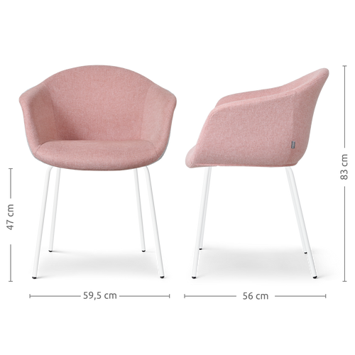 Nolon Nora-Otis Eetkamerstoelen Set van 2 - Zacht Roze - Witte Poten - vtwonen shop