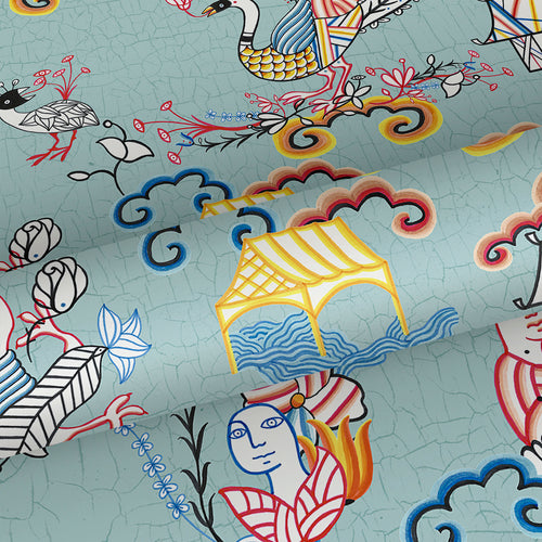 Walls4You behang surrealistisch motief turquoise en meerkleurig - 53 cm x 10 m - 640152 - vtwonen shop