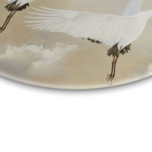 Reinders Kraanvogels onder de maan glasschilderij -  beige - woonkamer - Ø 70cm