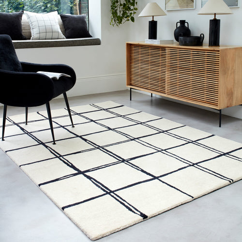 Vloerkleed Easy Living Albany Grid Monochrome Rug 80x150 cm - vtwonen shop