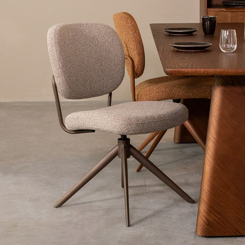 LABEL51 Eetkamerstoel Geneva - Grijs/Brons - Draaibaar - Set van 2 - vtwonen shop