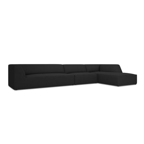 Cosmopolitan Design - Modulaire hoekbank rechts Siena 5-zits, structurele stof zwart - 180x366x69cm