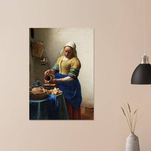Artfulprints Poster met Lijst Johannes Vermeer -  Het melkmeisje   - 70x100 cm - Meerkleurig