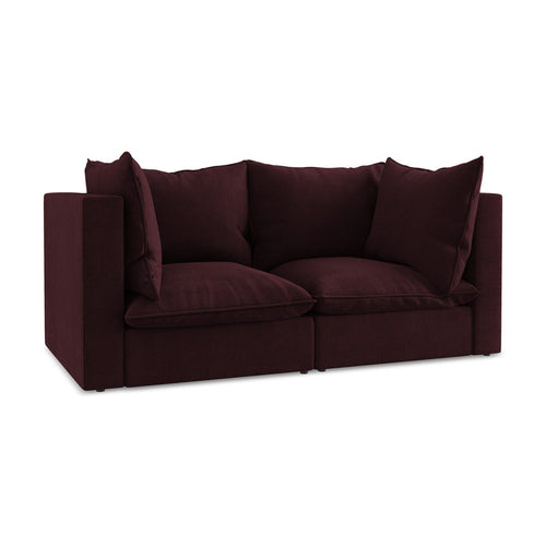 LaMiaSofa Tweezits modulaire bank Ravenna - textuurstof - bordeaux - 180x90x77
