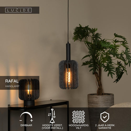 Lucide hanglamp RAFAL - 1xE27 - Grijs