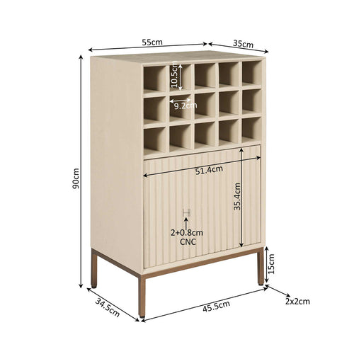 StarFurn Wijnkast Madison - Zandkleur Hout - 55x35x90cm - vtwonen shop