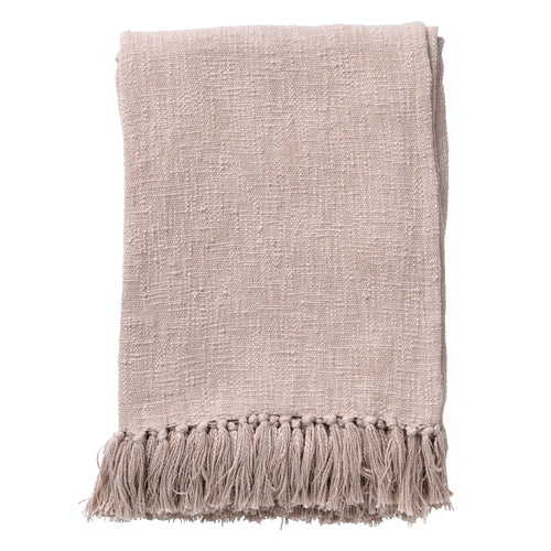 JUNE - Plaid 140x180 cm - 100% katoen - franjes - Pumice Stone - beige