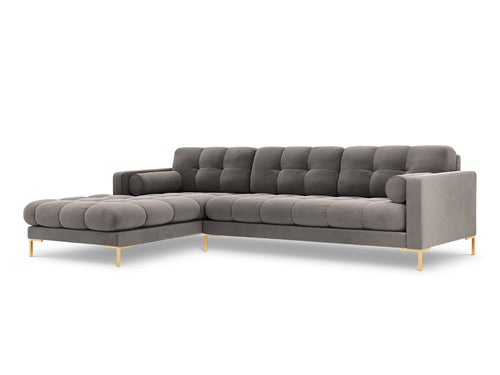Cosmopolitan Design linker hoekbank Bali 5-zits, flueel, lichtgrijs - 185x293x75cm