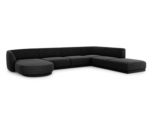 Micadoni Panoramische hoekbank rechts Miley 6-zits, structurele stof antraciet - 255x330x70cm