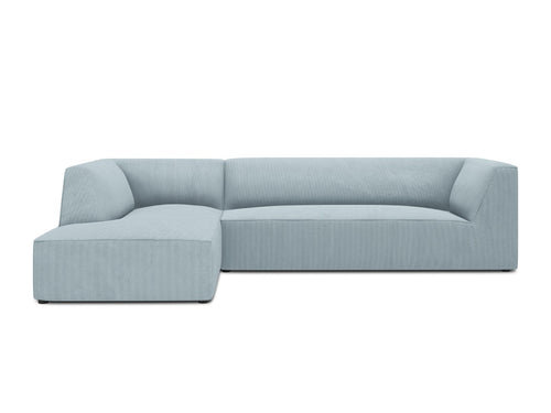 Micadoni linker hoekbank Ruby 4-zits, ribfluwelen, lichtblauw - 180x273x69cm