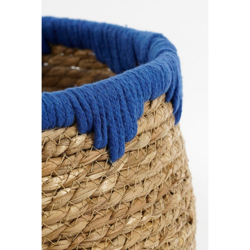 Mica Decorations  Jorck Plantenmand - Set van 3 - H24 x Ø26 cm - Zeegras - Blauw, Bruin
