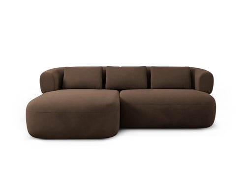 Micadoni linker hoekbank Jenny 5-zits, flueel chocolade - 145x200x73cm