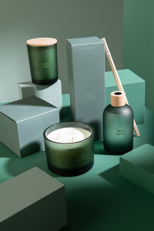 J-Line geurkaars Accords Essentiels - Bois Givré - groen - 38U