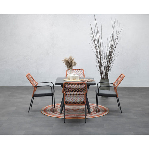 Dido dining fauteuil - carbon black - rope copper - mystic grey