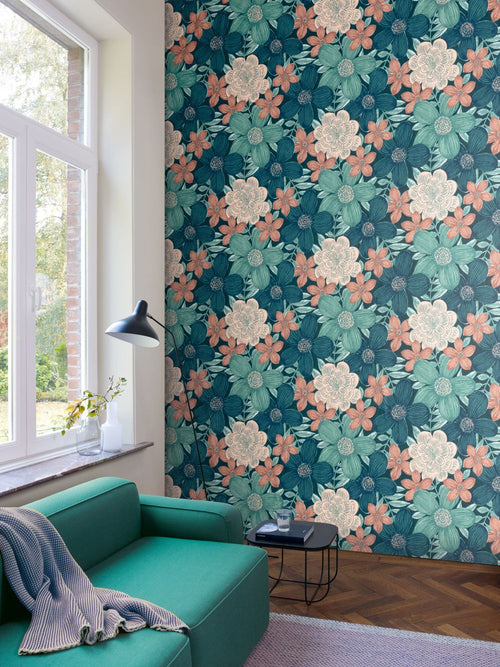 Masureel behang bloemen groen - 53 cm x 10.05 m - 632004 - vtwonen shop