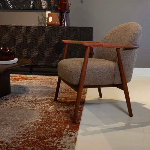 DÉJA Living Fauteuil Skövde - Taupe Stof/Walnoot - 65x72x81cm