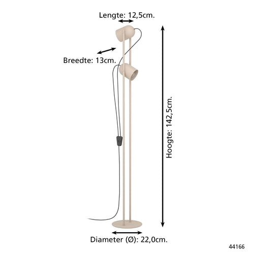 EGLO vloerlamp Tilston - 142.5 cm - zandkleur - vtwonen shop