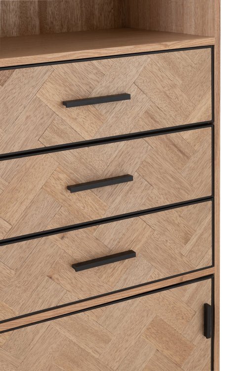 J-Line kast Hoog Zigzag - hout/metaal - naturel/zwart - vtwonen shop