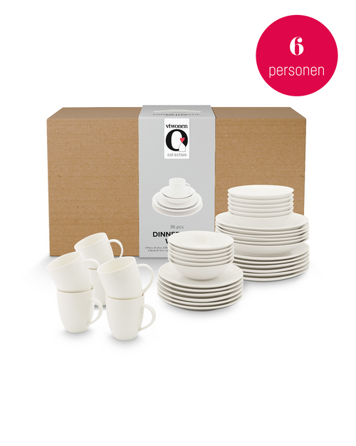 vtwonen - Serviesset - Basic - 36-delig - Wit porselein - 6 personen