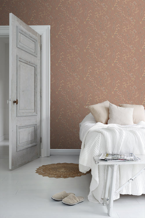 Borastapeter behang veldbloemen terracotta - 53 cm x 10.05 m - 660990 - vtwonen shop