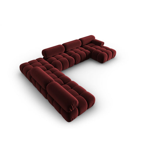 Cosmopolitan Design - Modulaire panoramische hoekbank links Cortina 7-zits, flueel rood - 282x376x70cm