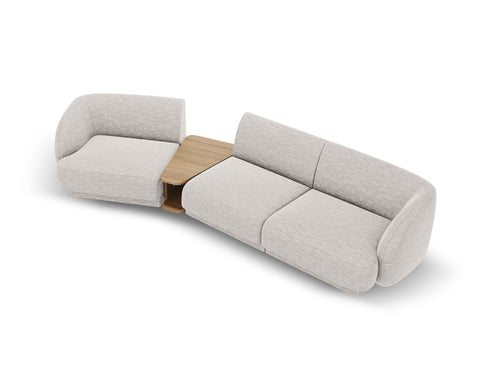 Micadoni linker modulaire bank Miley 3-zits, structurele stof geld - 126x303x70cm