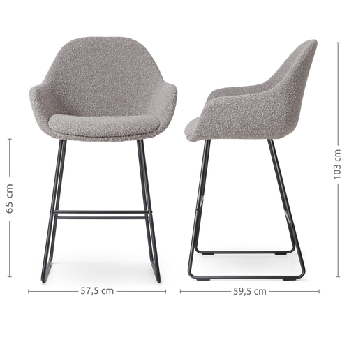 Nolon Nino-Mae Barkrukken Set van 2 - Bouclé Taupe - Zwart - 65 cm - vtwonen shop