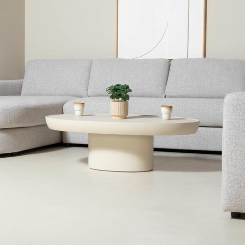 DÉJA Living Salontafel Livinia Ovaal - Beige - 120x65x39cm - vtwonen shop