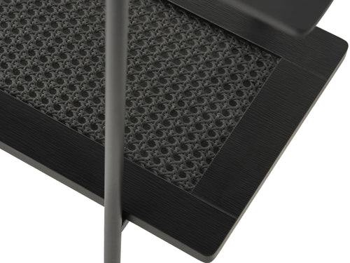 Rebellenclub Sidetable Berley - 100 x 37 cm - Zwart met Rattan