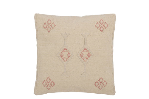 J-Line kussen Diamanten + Pijlen - katoen - creme/roze