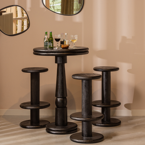 WOOOD barkruk Kolby - Hout - Zwart - 74x40x40 - vtwonen shop