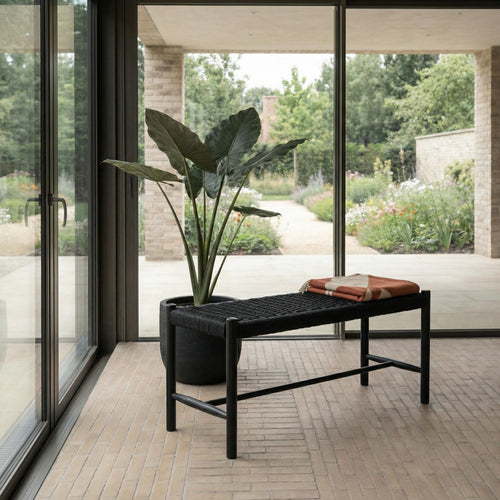 Furnhouse bankje Shine - Zwart - Papiergaren - 36x90x45