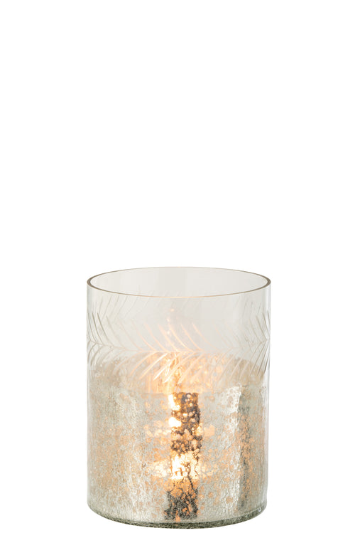 J-Line windlicht Klassiek Crackle - glas - transparant/zilver - small - vtwonen shop