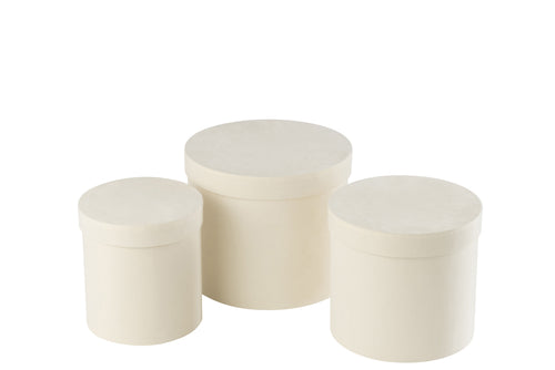 J-Line doos Rond - fluweel/papier - wit - 3 stuks - vtwonen shop
