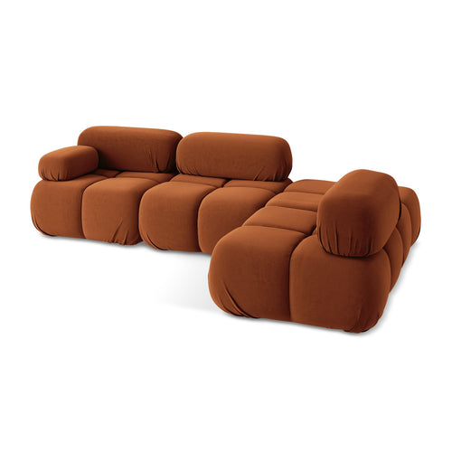 LaMiaSofa hoekbank rechts Sanremo - velours - terracotta - 285x190x70