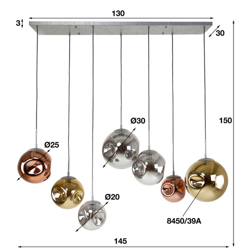 Giga Meubel Hanglamp Stellar - Zilver Metaal - 7-Lichts - 145x150x50cm - vtwonen shop