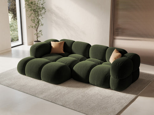 Cosmopolitan Design linker hoekbank Loretto 3-zits, flueel groente - 147x250x68cm
