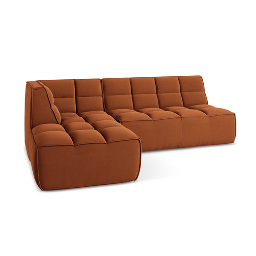 LaMiaSofa Modulaire hoekbank rechts Belluno - velours - terracotta - 258x178x75