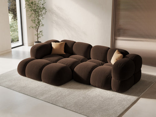 Cosmopolitan Design linker hoekbank Loretto 3-zits, flueel chocolade - 147x250x68cm