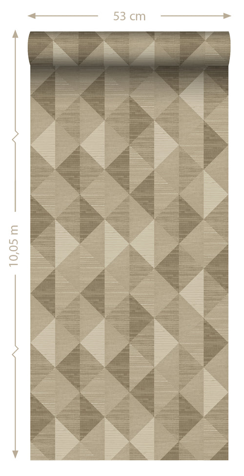 Origin Wallcoverings behang grasweefsel in grafisch 3D motief beige - 50 x 900 cm - 347884 - vtwonen shop