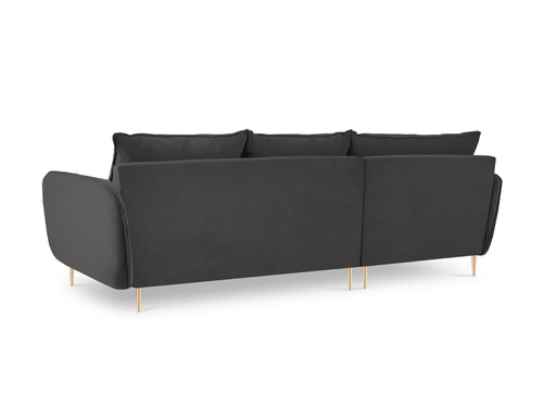 Cosmopolitan Design linker hoekbank Vienna 5-zits, flueel, donkergrijs - 170x255x95cm