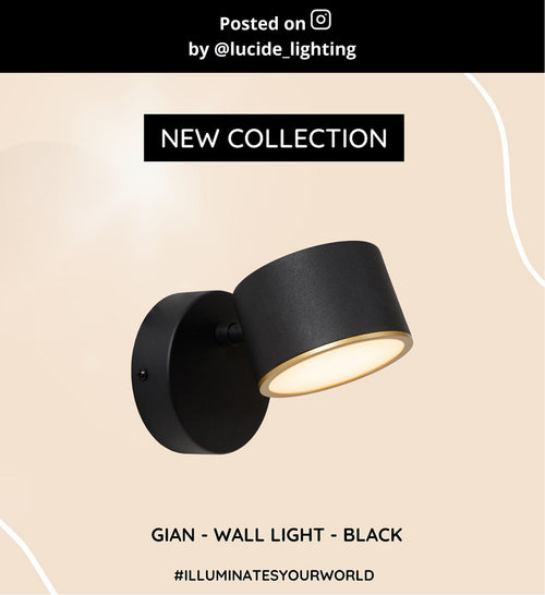 Lucide wandlamp GIAN - Geïntegreerde LED - Zwart