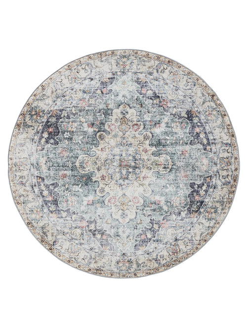 benuta wasbaar vloerkleed George - blauw - ø 160 cm